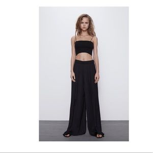 Zara black pleated wide leg palazzo trousers 🖤